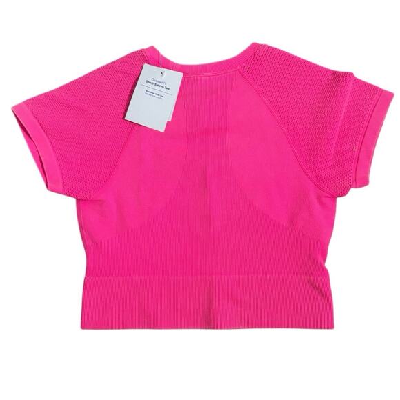 New JoyLab Hot Pink Cropped Short Sleeve Active Tee Shirt Large - Picture 2 of 4